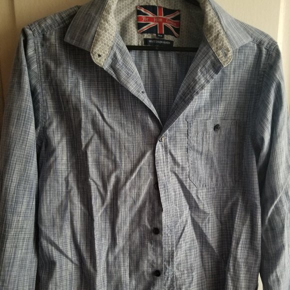 Size S For Him London Slim Fit Men's Plaid Button-Down Shirt - Picture 5 of 5